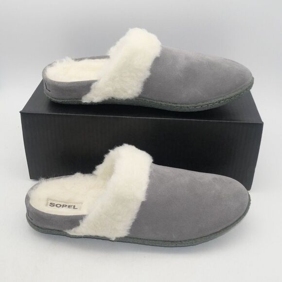 NEW SOREL Nakiska Slide II Women's 12 Suede Lined Slippers Gray Indoor/Outdoor - Picture 4 of 10